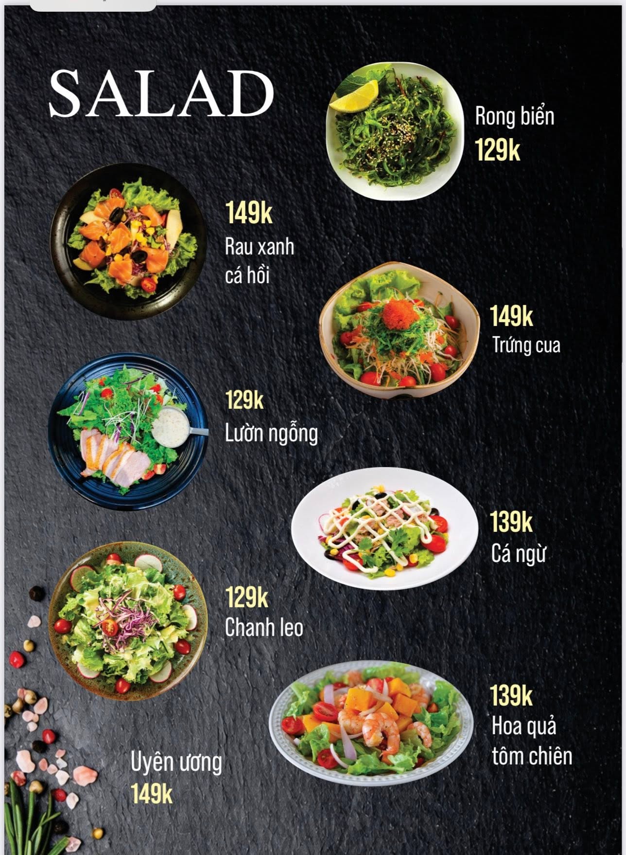 Salad menu